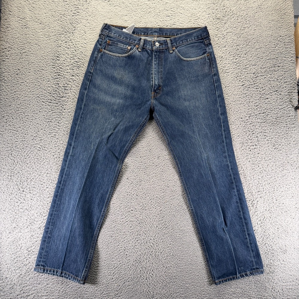 Levi's 505 Jeans Mens 36x30 Blue Cotton Denim Straight Leg Faded Travel Workwear